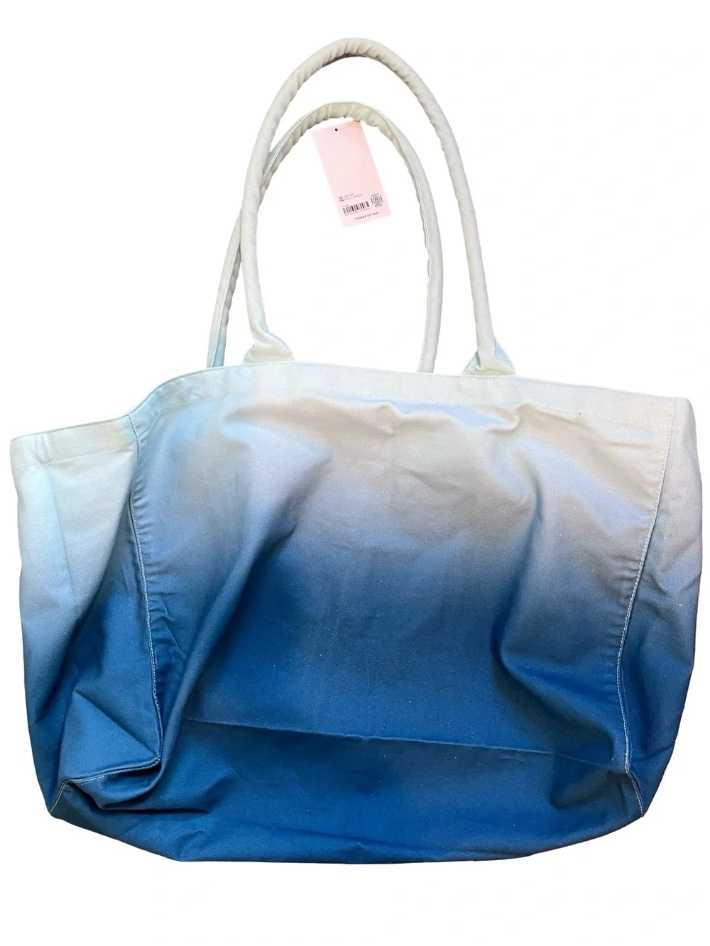 NWT Athleta Power Of She Ombre Blue Large Travel Bag Gym Tote 100% Cotton